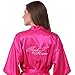 Joytton Women's Satin Kimono Robe with Embroidered Maid of Honor Fuchsia XL