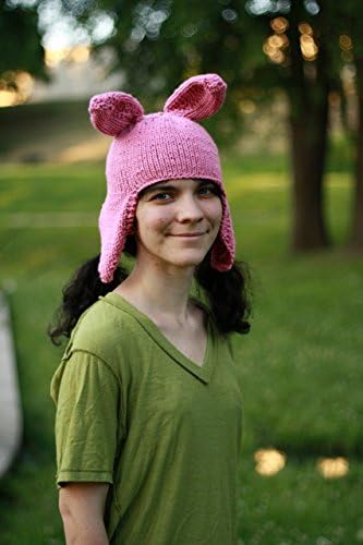 Hand Knit Pink Rabbit Ears Hat