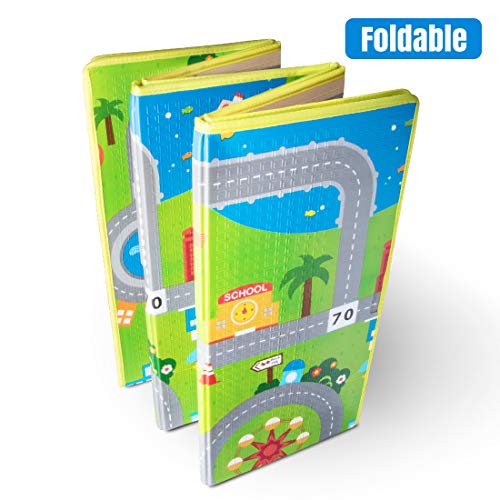 Hape Foldable Baby Care Play Mat Large Folding Reversible Kids Crawling Mat for Playing, Non