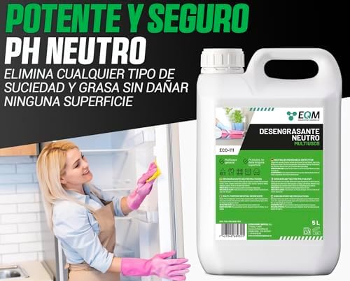 EQM - ECO-111 - Desengrasante Neutro Todo en Uno - 5L - Potente, Seguro y Respetuoso con Todas las Superficies - Hogar, Industria, Vehículos, Barcos, Hoteles, etc