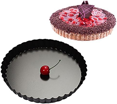 Tart Pan,Quiche Tart Pan,Round Pie Pan,Flan Pan with Non-Stick Removable Bottom by Meleg Otthon,9.5 Inches (1 pc)