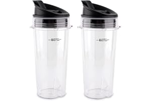 Anbige Replacement Parts for Ninja Blender, 16oz Cup with Lid Compatible with Ninja BL770 BL660 BL810 QB3000 All Pro 4 Tab Blenders (2 cups + 2 sip&seal lids)