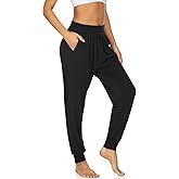 UEU Women's Cozy Yoga Joggers Pants Loose Workout Sweatpants Comfy Lounge Pants with Pockets