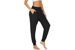 UEU Women's Cozy Yoga Joggers Pants Loose Workout Sweatpants Comfy Lounge Pants with Pockets
