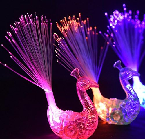 LED Peacock Hairband With 2Pcs Creative Colorful Peacock Finger LED Light Ring for Parties Cheering Novelty Toys Gift For Kids