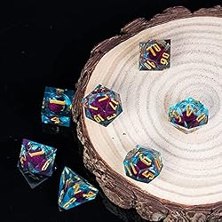 Cusdie Handmade DND Dice, Liquid Core Dice Set D&D
