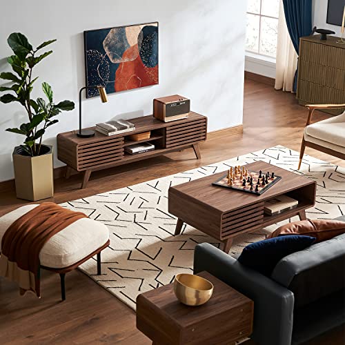 mopio Ensley Mid Century Modern - Soporte para TV de 55/60/65 pulgadas, soporte de TV de granja, centro de entretenimiento con espacio de almacenamiento, TV y consola multimedia para salón (nogal