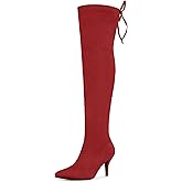 Allegra K Women's Round Toe Chunky Heel Over the Knee High Boots