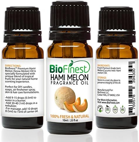 Biofinest Snow Melon (Hami Melon) Fragrance Oil - 100% Pure Fruit - for Home Aromatherapy, Essential Oil Diffuser, Air Refresher, Skin Hair Care Cosmetic Flavoring Candles Soap - Free E-Book (10ml)