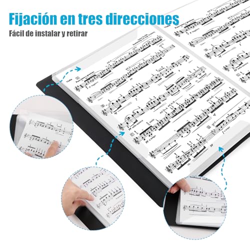 Irich A4 Sheet Music Folder with 4 Expanding Pages, 15 Compartments/60 Pages, Black, for Music Sheets, for Choir