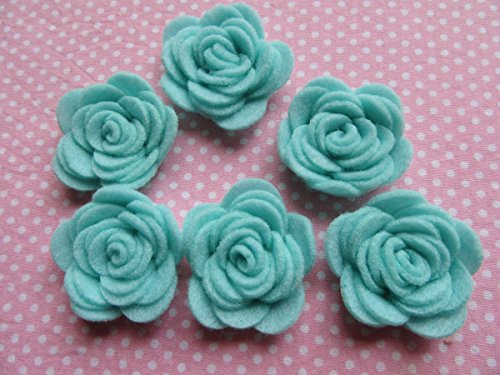 YYCRAFT Pack Of 20PCS Felt Rose 1.5" 4D Flower Applique/bow-Mint