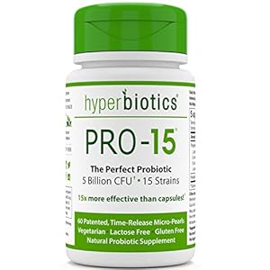 Hyperbiotics PRO-15 Probiotics - 60 Daily Time Release Pearls - 15x More Effective than Probiotic Capsules with Patented Delivery Technology - Easy to Swallow Probiotic Supplement