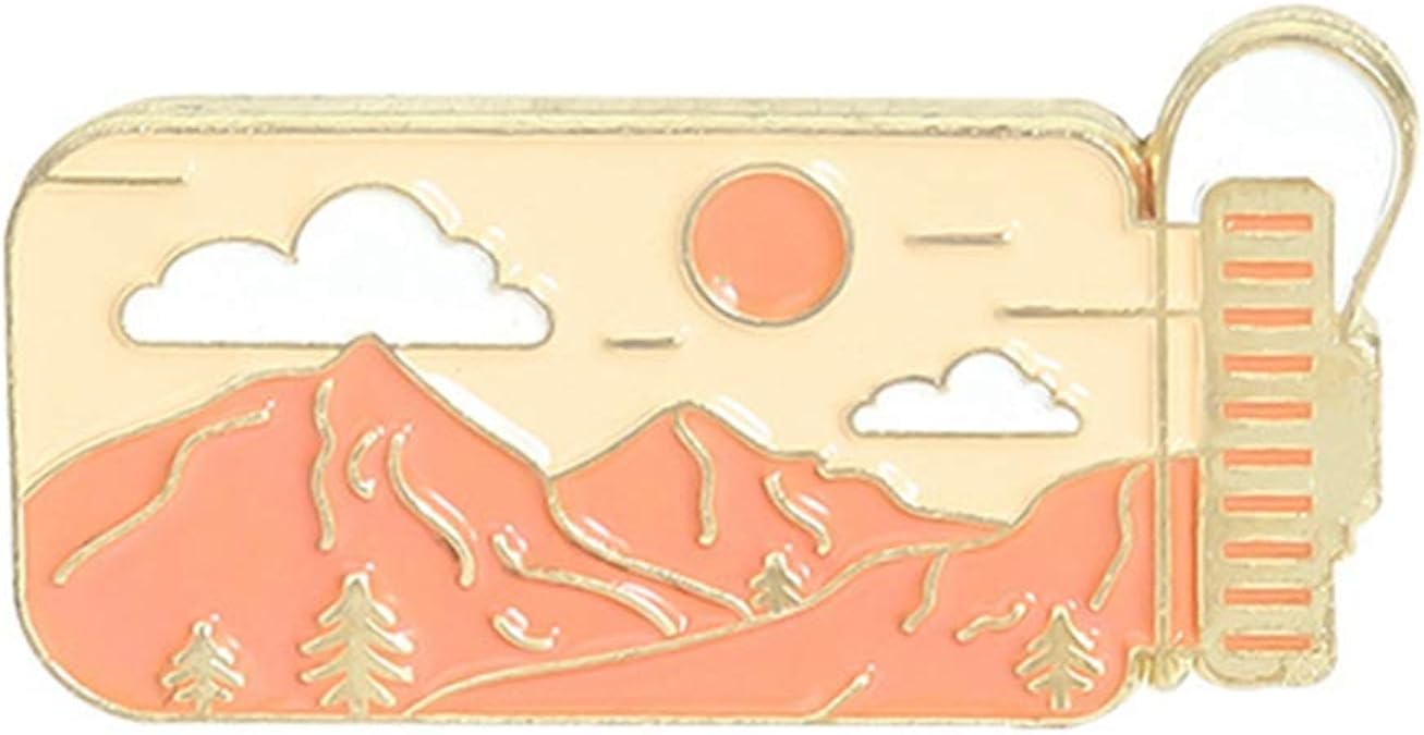 Amazon Com Cerealy Cartoon Mountain Peak Sun Cloud Landscape Kettle Shape Brooch Badge Hiking Mountain Landscape Brooch Style 1 Jewelry