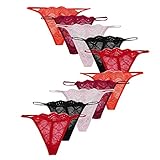 DZT Pack of 10 Womens Sexy G-String Underwear Floral Lace Lingerie T- Back Thongs Assorted Colors