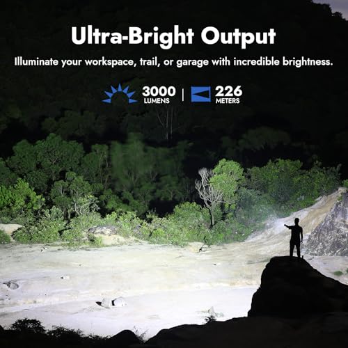 WUBEN L3 Flashlights High Lumens, 3000 Lumen Bright Flashlight Rechargeable, Dual-way USB C Charging 7 Light Mode, IP68 Handheld Flashlight for Tactical/Outdoor/Dog Walking, Tool Gifts for Men