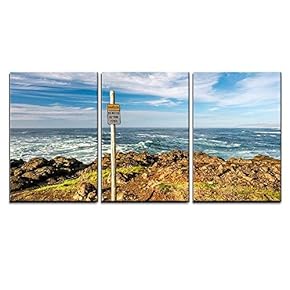 3 Piece Canvas Wall Art - USA Pacific Coast Landscape, Oregon State - Modern Home Art Stretched and Framed Ready to Hang - 16"x24"x3 Panels