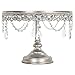 Amalfi Decor Cake Stand, Mirror Top Round Metal Pedestal Holder with Crystals, Silver, 10 Inches