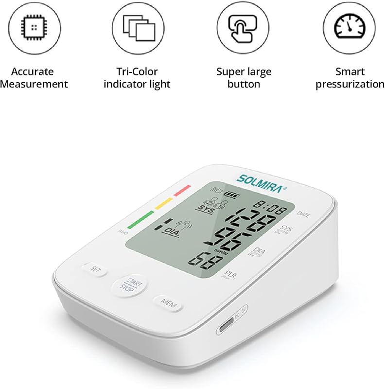 - Tensiómetro de Brazo Digital CK-A139, Automático, 2 Usuarios x 90 Mediciones, Indicador OMS, Pantalla Grande, Brazalete Ajustable 22-32cm, USB Tipo C o Pilas, Blanco