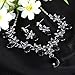 EVER FAITH Hibiscus Teardrop Austrian Crystal Necklace Earrings Set Silver-Tone - Black