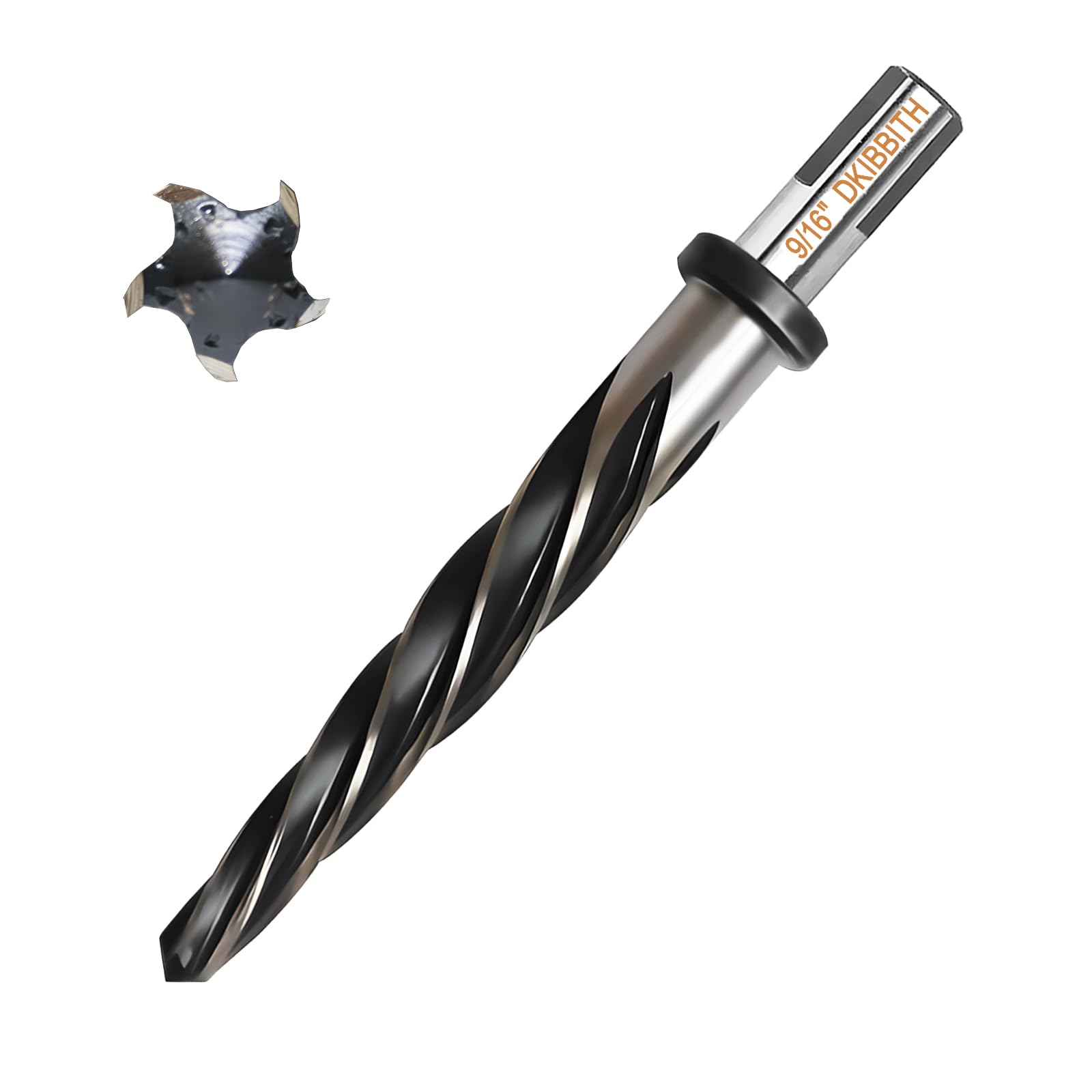 Photo 1 of 9/16" Bridge Construction Reamer Drill Bit, M2 HSS Taper Chucking Reamer for Steel Alloy Metal Wood Plastic, 1/2" Non-Slip Shank, 5-Spiral Flutes Car Reamer, to Align or Enlarge Holes, 14mm