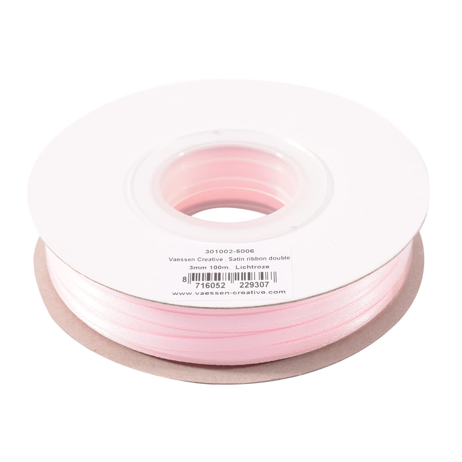 Vaessen Creative Rosa Satinband, 3 mm x 100 m Doppelsatinband, Schleifenband, Dekoband, Geschenkband, Stoffband für Hochzeit, Taufe und Geburtstagsgeschenke, 3MM