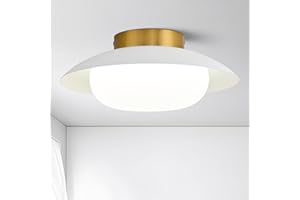FHKLZCI Modern LED Semi Flush Mount Ceiling Light Fixtures,White and Gold Round Ceiling Lamp Lighting Fixture,for Bedroom Kit