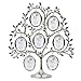 Roman Family Tree Jeweled Silver Finish Metal 11 x 3 Collage Photo Frame Stand