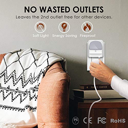 UZOPI Plug-in Night Light for Kids, Dimmable RGB Color Changeable LED Nightlight with Dusk-to-Dawn Sensor,Warm White Night Lamp for Baby Room, Bedroom, Hallway, Kitchen, Bathroom, Stairs (RGB 2PC)