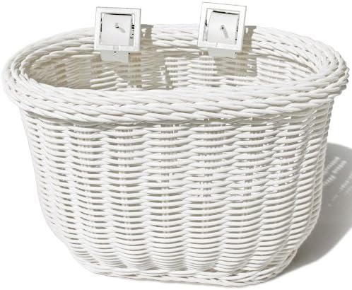 white wicker bicycle basket