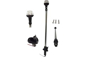 Pactrade Marine Boat 25" LED All-Around Stern Pole Light w/Base USCG 2NM for Pontoon, Sport and Fishing Boat