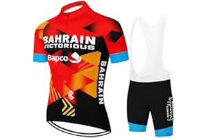 BEYLEAYCAU Men's summer cycling set Quick-drying short-sleeved jersey with full-length zipper and gel-padded shorts