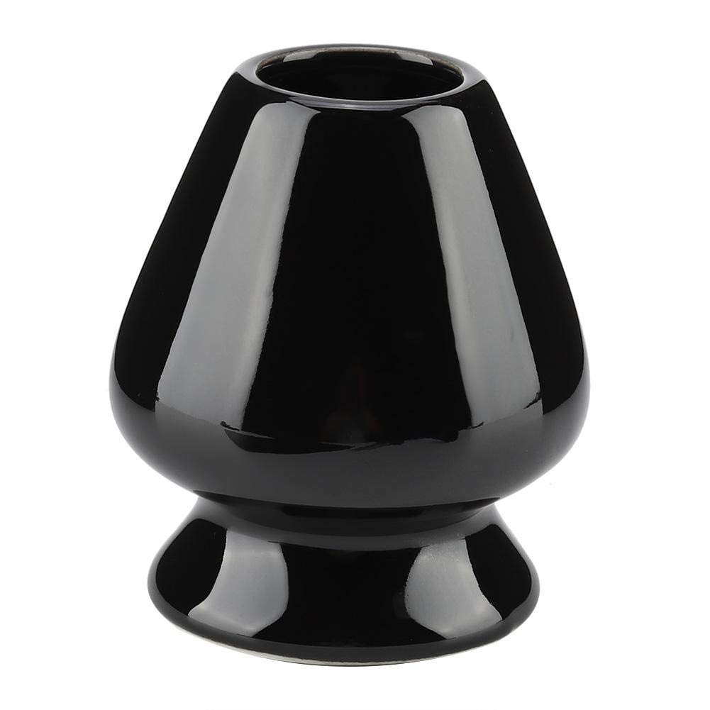 Matcha Whisk Ceramic Holder Matcha Whisk Holder Matcha Tea Whisk Stand for Bamboo Matcha Chasen for Tea Set Accessories (Black)
