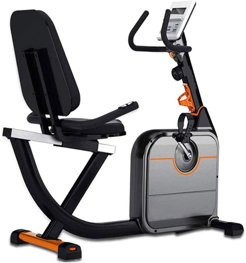 TINSAHW Magnetic Recumbent Bike Exercise, Silent Exercise Bike with LCD Display and Heart Rate Test, 8 Gear Adjustable Resistance System, for Office, Gym