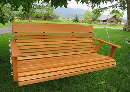 Kilmer Creek 5' Cedar Porch Swing W/stained Finish, Amish Crafted - Includes Chain & Springs
