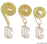 Shiny Jewelers USA Mens New ICED Out Dream Chaser DC PENDENT Box,Rope,Cuban Chain Necklace Hip HOP