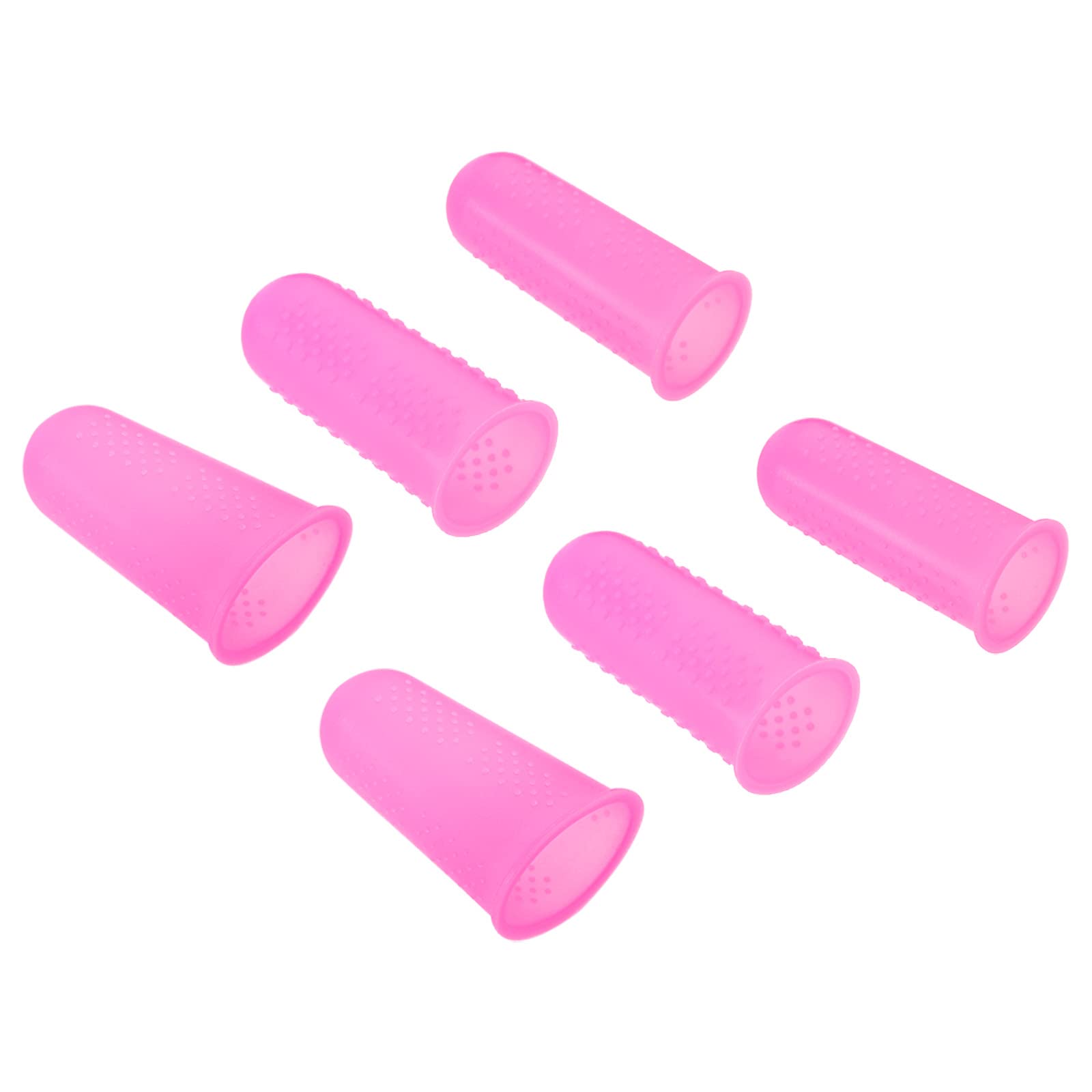 PATIKIL Rubber Finger Tips, 4 Set Silicone Thumb Fingertip Protector Finger Grips Thimble for Office Counting Sorting Sewing, Pink Multi Size Assorted