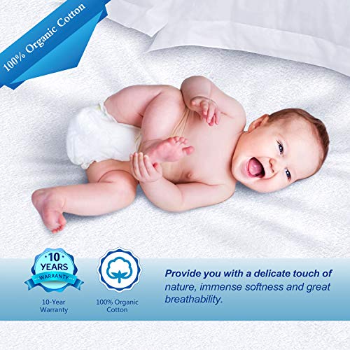 Waterproof Mattress Protector Full Size - AirExpect 100% Organic Cotton Hypoallergenic Breathable Mattress Pad Cover, 18" Deep Pocket, Vinyl Free - 54"x75 "