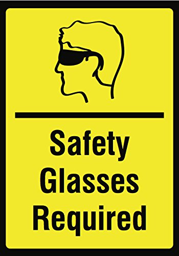 Safety Glasses Required Yellow Sign - Large Eye Protection Warning Signs - Plastic 4 Pack, 12x18 - Thumbnail 2