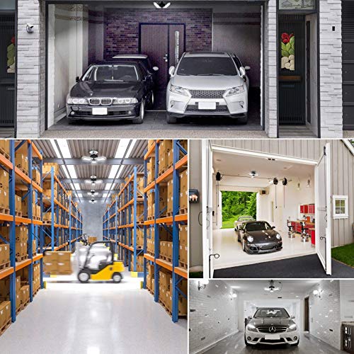 LED Garage Ceiling Lights Deformable LED Garage Lights, 60W 6000LM E26 Base Triple Glow, 6000K Ultra Bright Grey Garage Led Light, for Basement Workshop Warehouse, 2 Pack