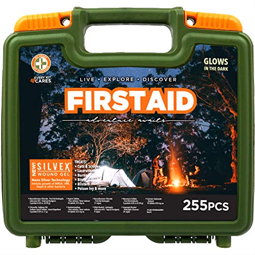 Be Smart Get Prepared 255 Piece Outdoor First Aid Kit – Office, Home, Car, School, Emergency, Survival, Camping, Hunting, and Sports