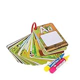 gogomall Water Reveal Word Card Water Drawing Doodle Card Book Paint with Water Reusable No Chemicals No Mess Doodle Pad Word Flash Card Educational Toy for Kids, 2 Magic Pen Included, 26 Pieces
