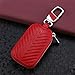 KUMEED Car Key Chain Bag Genuine Leather Smart Keychain Coin Holder Case Cover Pouch Remote Key Fob Bag Keyring Wallet Zipper Case Red