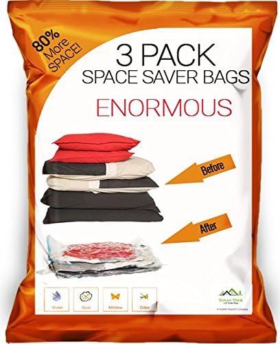 Simon Stelz Enormous Premium Vacuum Storage Bags - 3 Pack. Largest Vacuum Bags on Amazon. for Blankets, Comforters & Cushions