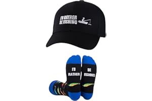 GOAUS Fishing Hunting Camping Gifts for Men, Funny Hat and Socks, Stocking Stuffers for Boy Dad Son Boyfriend Husband Grandpa
