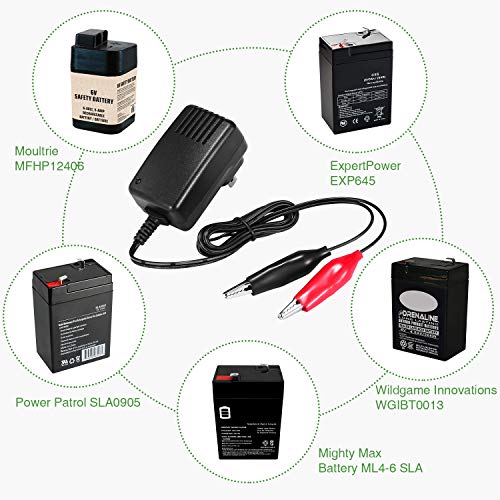 RUSFOL [UL Listed] 6Volt Battery Charger for Moultrie Battery (Input