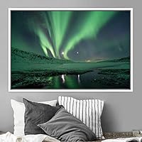 Framed Canvas Wall Art Dayspring Astronomy & Space Contemporary Cosmic Dramatic Green Group Photography Realism - 16x24 inches