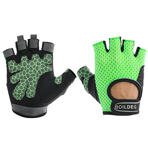 Ai.Moichien Ultralight Anti-Slip Workout Gym Gloves with Silica Gel Grip Padded Green XL