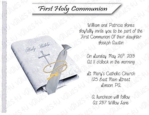 Personalized Communion Invitations (communion boy2035) (sold in packs of 12)