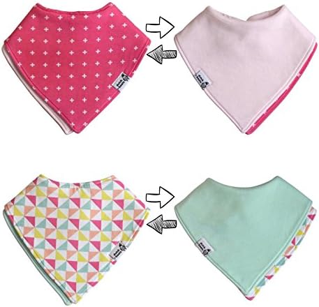 Double Reversible Baby Bandana Drool Bibs by dutch and boots, Soft, Absorbent, 100% Organic Cotton
