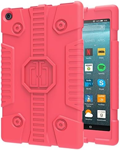 TsuiWah All-New Amazon Kindle Fire HD 8 Shockproof Impact Resistant Flexible Kids Friendly Soft Silicone Case for Fire HD 8 Tablet (7th Gen,2017 release),(6th,2016)(5th,2015)(4th,2014),Red